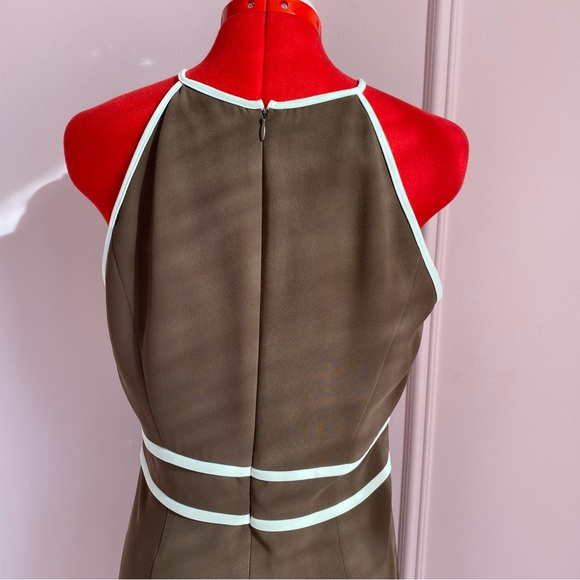 Evan Picone Halter Dress, Brown/White, Sleeveless, A-line, Midi, Women's (US M) - Picture 6 of 11